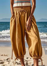 Load image into Gallery viewer, Plus Size Earth Yellow Pockets Elastic Waist Lantern Pants Summer