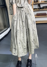 Load image into Gallery viewer, Plus Size Embroidered Pockets Elastic Waist Linen Skirt Summer