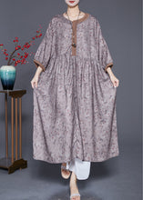 Load image into Gallery viewer, Plus Size Embroidered Print Wrinkled Linen Robe Dresses Summer