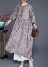 Load image into Gallery viewer, Plus Size Embroidered Print Wrinkled Linen Robe Dresses Summer