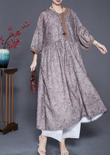 Load image into Gallery viewer, Plus Size Embroidered Print Wrinkled Linen Robe Dresses Summer