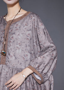 Plus Size Embroidered Print Wrinkled Linen Robe Dresses Summer