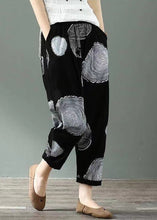 Load image into Gallery viewer, Plus Size Ethnic Style Black Printed Cotton Cropped Pants Summer