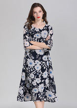 Load image into Gallery viewer, Plus Size Floral O Neck Patchwork Chiffon Dress Summer