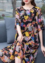 Load image into Gallery viewer, Plus Size Floral O Neck Wrinkled Patchwork Chiffon Dresses Summer