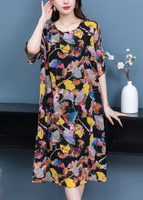 Load image into Gallery viewer, Plus Size Floral O Neck Wrinkled Patchwork Chiffon Dresses Summer