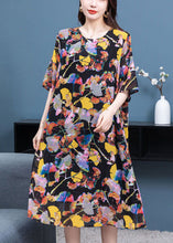 Load image into Gallery viewer, Plus Size Floral O Neck Wrinkled Patchwork Chiffon Dresses Summer