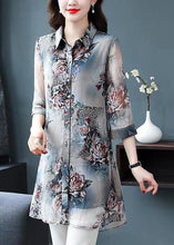 Load image into Gallery viewer, Plus Size Floral Peter Pan Collar Patchwork Chiffon Shirts Summer