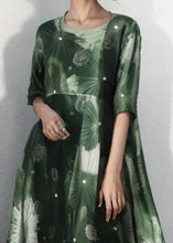 Load image into Gallery viewer, Plus Size Green O Neck Print Cotton Dress Half Sleeve