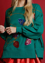 Load image into Gallery viewer, Plus Size Green O-Neck Sequins Patchwork Loose Sweatshirts Fall