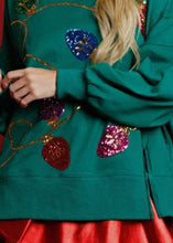 Load image into Gallery viewer, Plus Size Green O-Neck Sequins Patchwork Loose Sweatshirts Fall