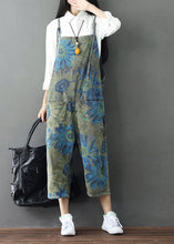 Load image into Gallery viewer, Plus Size Green Print Cotton Denim Jumpsuit Ripped Jeans Spring