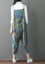 Load image into Gallery viewer, Plus Size Green Print Cotton Denim Jumpsuit Ripped Jeans Spring