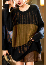 Load image into Gallery viewer, Plus Size Green Zircon Patchwork Cotton Knit Sweaters Long Sleeve