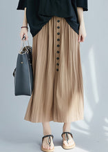 Load image into Gallery viewer, Plus Size Khaki Exra Large Hem Side Open Cotton Pleated Skirts Summer