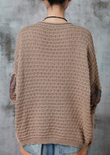 Load image into Gallery viewer, Plus Size Khaki Oversized Patchwork Knit Tops Spring