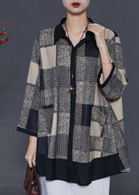 Load image into Gallery viewer, Plus Size Khaki Plaid Patchwork Chiffon Shirts Spring