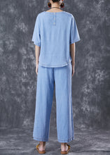 Load image into Gallery viewer, Plus Size Light Blue Oversized Draping Denim Two Piece Set Outfits Summer