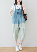 Load image into Gallery viewer, Plus Size Light Blue Patchwork Gradient Color Cotton Overalls Jumpsuit Spring