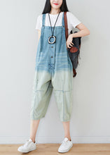 Load image into Gallery viewer, Plus Size Light Blue Patchwork Gradient Color Cotton Overalls Jumpsuit Spring