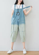 Load image into Gallery viewer, Plus Size Light Blue Patchwork Gradient Color Cotton Overalls Jumpsuit Spring