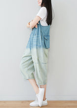 Load image into Gallery viewer, Plus Size Light Blue Patchwork Gradient Color Cotton Overalls Jumpsuit Spring