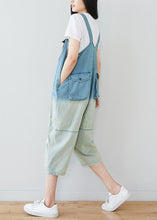 Load image into Gallery viewer, Plus Size Light Blue Patchwork Gradient Color Cotton Overalls Jumpsuit Spring