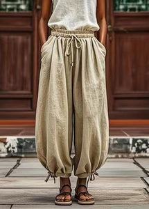 Plus Size Light Green Elastic Waist Lantern Pants