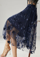 Load image into Gallery viewer, Plus Size Navy Embroidered Floral Tulle Skirts Summer