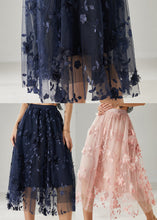 Load image into Gallery viewer, Plus Size Navy Embroidered Floral Tulle Skirts Summer