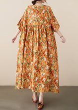 Load image into Gallery viewer, Plus Size Orange O-Neck Print Cozy Robe Dresses Summer