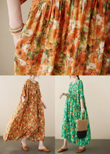 Load image into Gallery viewer, Plus Size Orange O-Neck Print Cozy Robe Dresses Summer