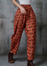 Load image into Gallery viewer, Plus Size Orange Oversized Print Cotton Pants Summer