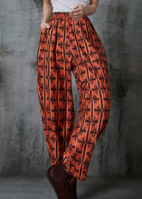 Load image into Gallery viewer, Plus Size Orange Oversized Print Cotton Pants Summer