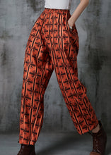 Load image into Gallery viewer, Plus Size Orange Oversized Print Cotton Pants Summer