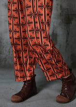 Load image into Gallery viewer, Plus Size Orange Oversized Print Cotton Pants Summer