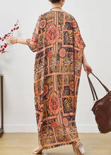 Load image into Gallery viewer, Plus Size Orange Oversized Print Cotton Vacation Dress Summer