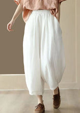 Load image into Gallery viewer, Plus Size Original Coffee Pockets Elastic Waist Linen Crop Pants Summer