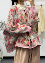 Load image into Gallery viewer, Plus Size Pink O Neck Button Jacquard Cozy Knit Cardigan Fall