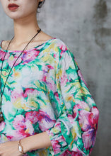 Load image into Gallery viewer, Plus Size Pink O-Neck Floral Print Linen Blouses Summer