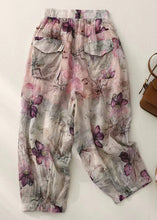 Load image into Gallery viewer, Plus Size Pockets Print Elastic Waist Cotton Lantern Pants Summer