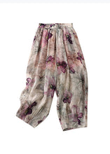 Load image into Gallery viewer, Plus Size Pockets Print Elastic Waist Cotton Lantern Pants Summer