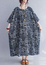 Load image into Gallery viewer, Plus Size Print O Neck Pockets Cotton Long Dresses Summer