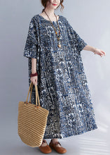 Load image into Gallery viewer, Plus Size Print O Neck Pockets Cotton Long Dresses Summer