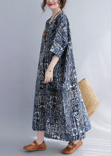 Load image into Gallery viewer, Plus Size Print O Neck Pockets Cotton Long Dresses Summer