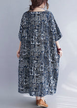 Load image into Gallery viewer, Plus Size Print O Neck Pockets Cotton Long Dresses Summer