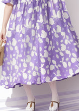 Load image into Gallery viewer, Plus Size Purple O Neck Print Cotton Dress Summer