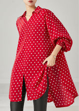 Load image into Gallery viewer, Plus Size Red Oversized Dot Chiffon Shirt Top Spring