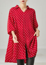 Load image into Gallery viewer, Plus Size Red Oversized Dot Chiffon Shirt Top Spring