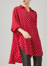 Load image into Gallery viewer, Plus Size Red Oversized Dot Chiffon Shirt Top Spring